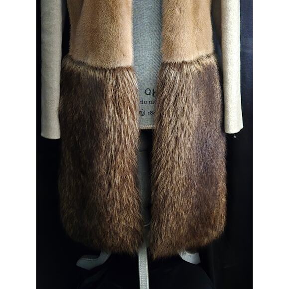 Vintage AGNONA Italian Brown Fur Cashmere Coat, Size 38, US 4 Small - Picture 3 of 10